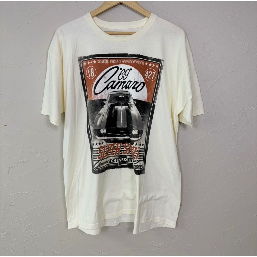 Fifth Sun Chevrolet Camaro Super Sport Graphic T Shirt Mens XL Cream Muscle Car